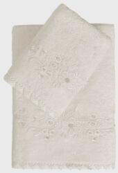 SOFT COTTON PERLA 50 x 100 cm-es csipkés törölköző Vaj szín / Ecru