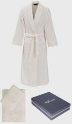 Soft Cotton PERLA fürdőköpeny + törölköző + fürdőlepedő + box L Vaj szín / Ecru