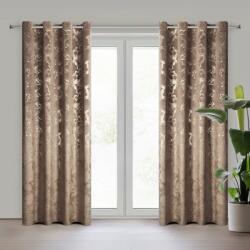 Takoy Barna-pezsgőszínű bársony sötétítő függöny fényes mintával 140x250 cm arany ringlivel - RAJA