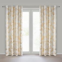 Takoy Sötétítő függöny krémszínű-arany csillogó egzotikus levélmintával 140x250 cm arany ringlivel - ZARIA