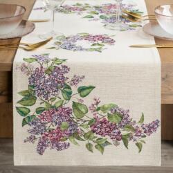 Takoy Față de masă naturală mov, 40x100 cm, cu model goblen decorat de liliac Fata de masa
