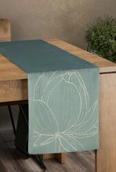 Takoy Bársony asztali futó sötét menta-arany 35x140 cm BLINK 12 nagy lótuszvirágmintával