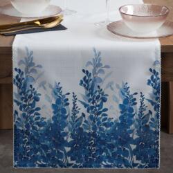 Takoy Asztali futó fehér-kék 40x140 cm növényi mintával a szélén - INES 14