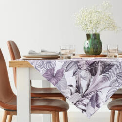 Takoy Bársony asztali futó fehér-lila 85x85 cm DAVOS egzotikus levélmintával DESIGN 93