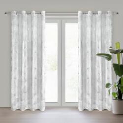 Takoy Sötétítő függöny fehér-ezüst csillogó egzotikus levélmintával 140x250 cm arany ringlivel - ZARIA