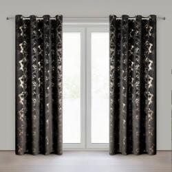Takoy Fekete-pezsgőszínű bársony sötétítő függöny fényes mintával 140x250 cm ringlivel - RAJA