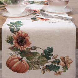 Takoy Gobelin asztali futó természetes, narancssárga 45x140 cm napraforgó és tökmintával