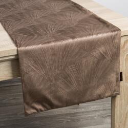 Takoy Traversă de masă maro 40x140 cm din catifea GOJA cu imprimeu lucios model frunze de ginkgo PIERRE CARDIN Fata de masa