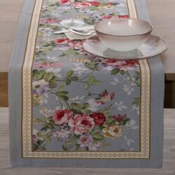 Takoy Gobelin asztali futó szürke-piros 45x140 cm virágmintával