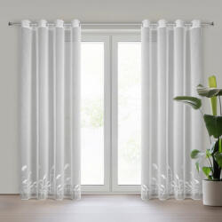 Takoy Függöny fehér etaminból növényi mintával 140x250 cm ringlivel - TASHA-HF-478301