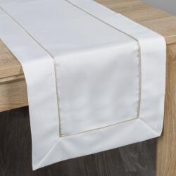 Takoy Asztali futó fehér 40x180 cm KARIN szegőpánttal és finom arany paszpóllal elegáns csomagolásban