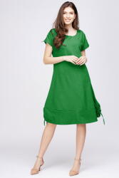 Pierino Rochie uni A line din in mercerizat si vascoza usor creponat cu sireturi laterale, verde S/M