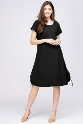 Pierino Rochie uni A line din in mercerizat si vascoza neagra usor creponata, cu sireturi laterale S/M