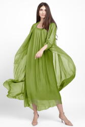 SHOPIKA Compleu cu rochie si blazer din matase si vascoza, verde oliv Talie unica