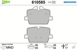 VALEO Set placute frana VALEO 610585 (610585)