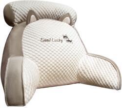 Flippy Pernă Multifuncțională pentru Pat, Flippy, cu Spătar și Suport Lombar, Tetiere și Cotiere Laterale, din Pluș, Model Pisicuță, Mărime Medie, 60x40 cm, Gri (128755)