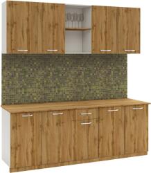 haaus Set Bucatarie Nisa, Stejar Wotan/Alb, L 200 cm (912468)