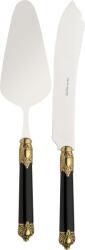 Casa Bugatti Spatulă și cuțit pentru servirea tortului Rinascimento, negre, în cutie cadou, set 2 piese (RIDN-N2420/21)