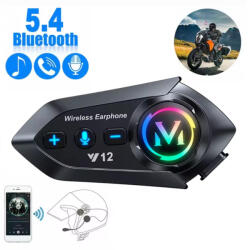 CerCip Casca Bluetooth Moto CerCip Y12, Pentru Motocicleta, Autonomie 13 ore, Anulare Zgomot, Rezistenta la apa, Sunet Hi-Fi, Bluetooth 5.4, Asistent Vocal, Iluminare LED RGB, Utilizare cu manusi, Raspuns au