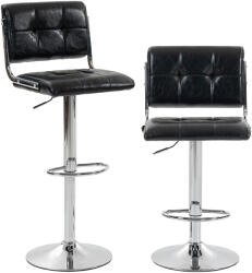 HOMCOM Set de 2 scaune de bar, înălţime reglabilă, rotativ 360°, şezut captuşit, spătar şi suport pentru picioare, negru | Aosom Romania (83A-559V00BK)