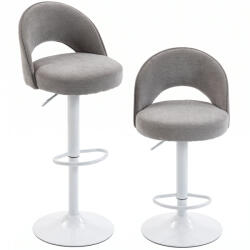 HOMCOM Set de 2 taburete de bar, scaune de bar reglabile pe înălțime, șezut căptușit din chenille, pivotant 360°, Gri | Aosom Romania (83A-587V00GY)