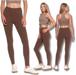 Moraj Bordázott leggings, Moraj, magas derék, kényelmes, barna, kötött, S-M INTL (RDL1800-015)