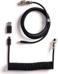 Keychron Cablu de date Keychron Coiled Aviator 8K USB-C - 5 pini (GX12) M/F, 1, 7 m, negru + adaptor tip A-C (CAB-49)