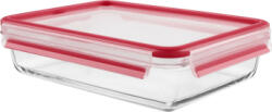 emsa CLIP & CLOSE glass food storage container 2.0 liters (transparent/red, rectangular) (n1041100) - cel
