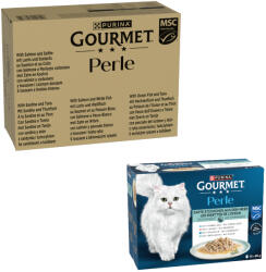 Gourmet 96x85g Gourmet Perle Halválogatás szószban nedves macskatáp+12x85g nedvestáp ingyen