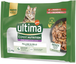 Affinity 16x70g Ultima Cat Expert Nutrition Hairball marha & lazac nedves macskatáp 3+1 ingyen