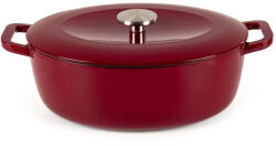 Luigi Ferrero Vas oval din fontă emailată pentru cuptor Luigi Ferrero Opera FR-3810, 5.4 L, 38.8 x 24 x 11 cm, cu capac, roșu