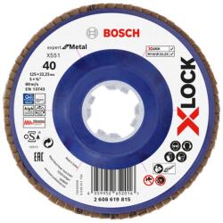 Bosch Disc lamelar slefuire otel Bosch X551 Expert for Metal, plastic, X-Lock, 125x22.23mm, G40 (2608619815)