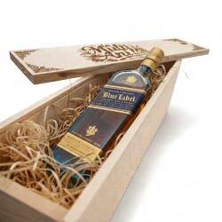 Johnnie Walker Pachet Cadou Cutie Lemn Personalizata Whisky Johnnie Walker Blue Label, 40%, 0.7L