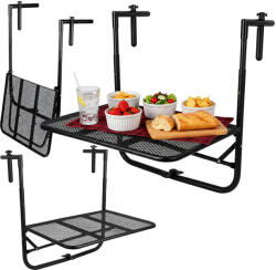 Malatec Balkonasztal teraszra, Összecsukható erkélyasztal, függőasztal, állítható magasság, max 30kg