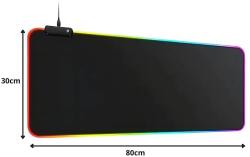  Gamer egérpad fekete RGB LED 800x300mm