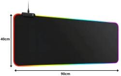  Gamer egérpad fekete RGB LED 900x400mm