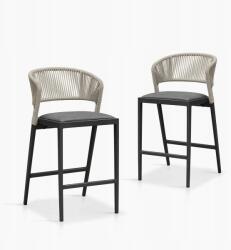  Bárszék 2 db alumínium és rattan szürke Purple Leaf (B0CMH47M1J)