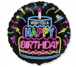 GoDan Fólia Léggömb Happy Birthday Neon 45CM