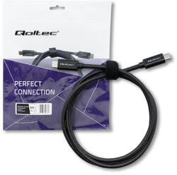 Qoltec USB 2.0 típusú C kábel | USB 2.0 típusú C kábel 240W | QC 5.0 | PD | 1m | Fekete (52361)
