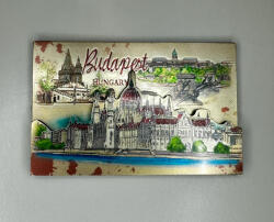  Budapest panoráma 3D fémhatású hűtőmágnes - Parlament és Lánchíd (900578)