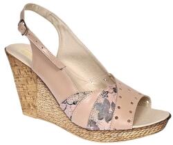 Ciucaleti LUX Sandale dama din piele naturala cu platforme de 10cm Nude Floral S47XNUD, marimea 37