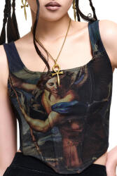 KILLSTAR crop top tip corset damă KILLSTAR - CRYPT GARDEN - negru cu imprimeu - KSRA015099