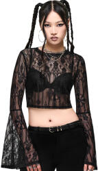KILLSTAR bluză crop top de damă cu mâneci clopot KILLSTAR - CATHEDRA - neagră - KSRA015100