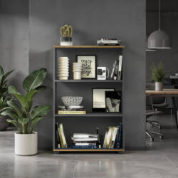 Adore Biblioteca Adore Rio Mini, 3 rafturi, Alb - Nuc - Antracit, 72x109x34 cm (RKT-330-AX-1) Biblioteca