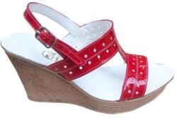 Ellion Sandale dama rosii din piele naturala cu platforma de 8cm S46ROSULAC