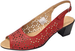 Cris & Deea Sandale dama rosii din piele naturala, perforate, cu toc mediu si bareta la spate CP431R