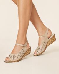 Cris & Deea Sandale dama din piele naturala bej CP339C - confort elegant, talpa tip pana si design perforat