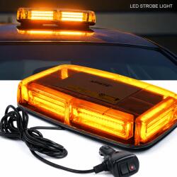AutoREY Lampă Girofar LED cu Magneți 12V-24V, Stroboscop Auto cu 19 Jocuri de Lumini, Rampă Avertizare Galbenă pentru Camion, Tractor, Utilaje și Vehicule Speciale AutoREY (AE036)