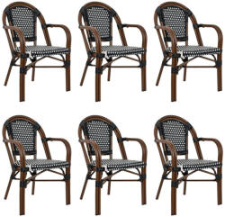 King Home Cafe Paris ARM Kerti Szék Szett Szintetikus Rattan Fekete-Fehér 6 db (KH1501100174.SET6)