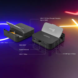 j5create JCD624-N, Univerzális, iPhone® 16 / 15 series Samsung® Galaxy Note 20 / 10 / 9 / 8 series, S25 / S24 / S23 /. . . , USB C-típus, Fekete, Szürke